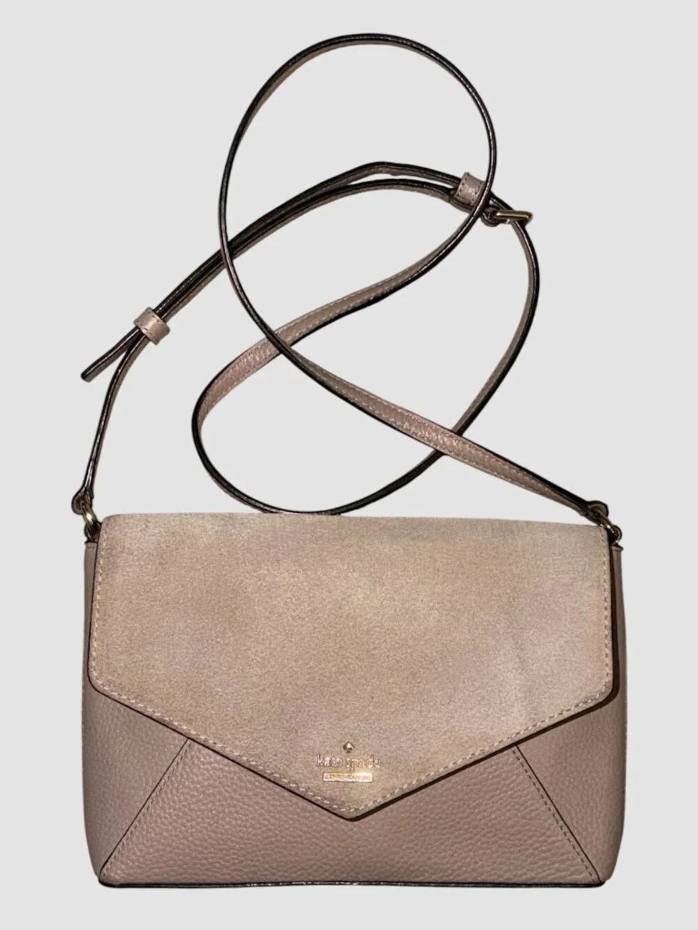 Kate Spade Spencer Court Monday Taupe Suede and Leather Envelope Crossbody Bag - Picture 3 of 10